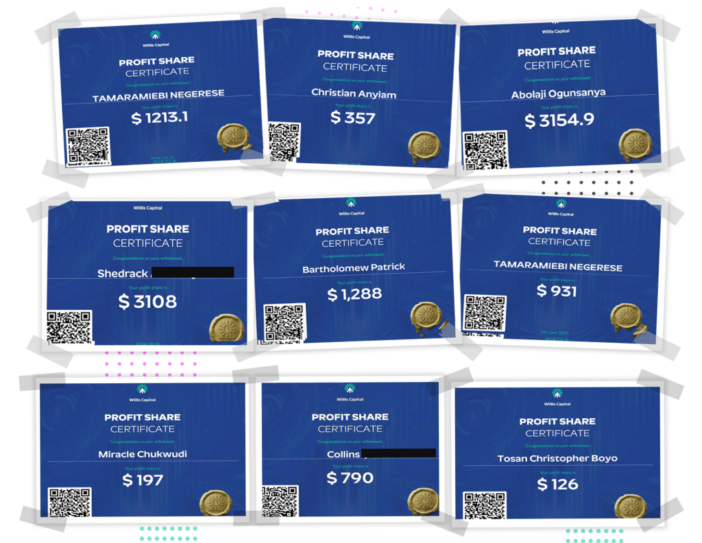 Willis capital Payouts certificates